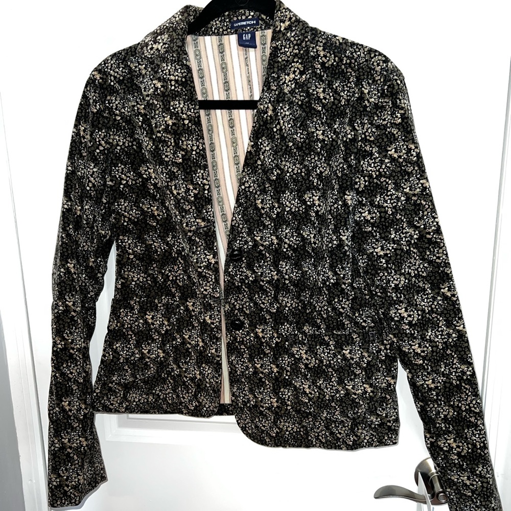 Gap Corduroy Floral Two Button Blazer Size 14